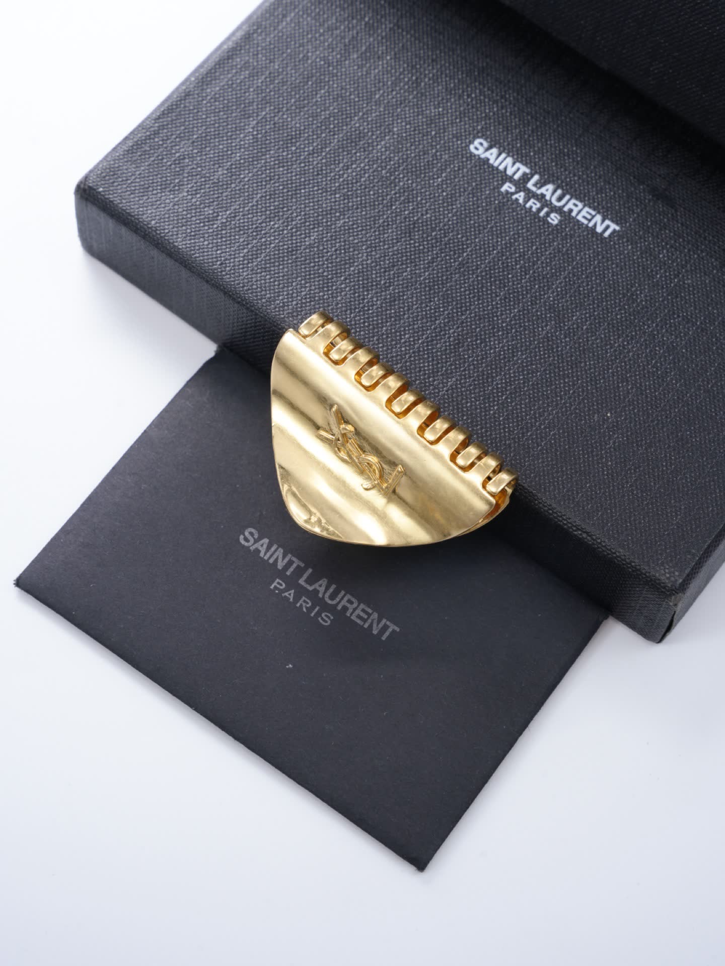 Saint Laurent YSL Gold Tone Hair Clip